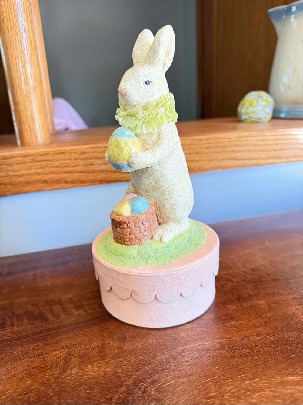 Pastel Bunny Easter Keepsake Box - White and Pink Decorative Figurine